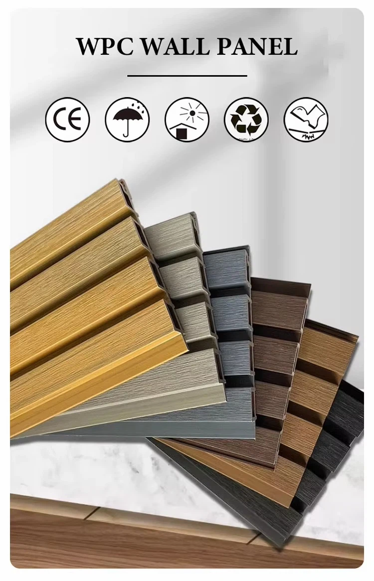 WPC आउटडोर 3 डी स्लैट दीवार पैनल